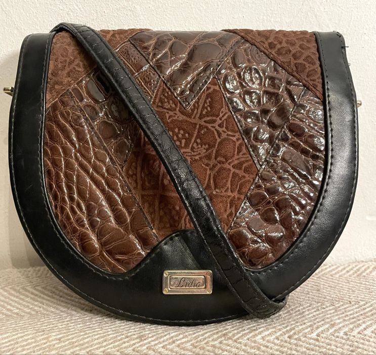 Oryginalna torebka na ramię ze skory naturalnej LINDA retro vintage