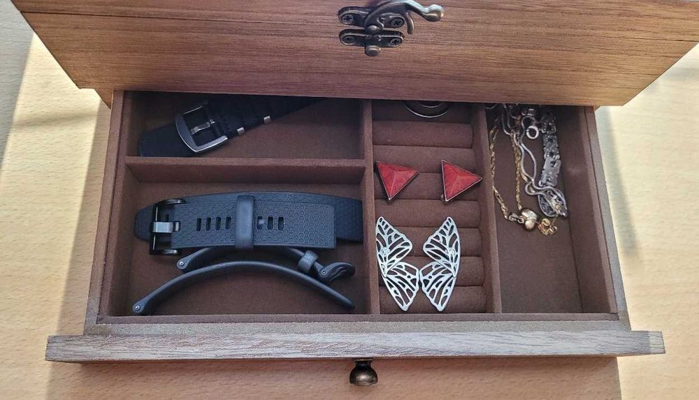 Mocny Organizer Szkatułka Etui Pudełko Na Zegarki Biżuterię Drewniana