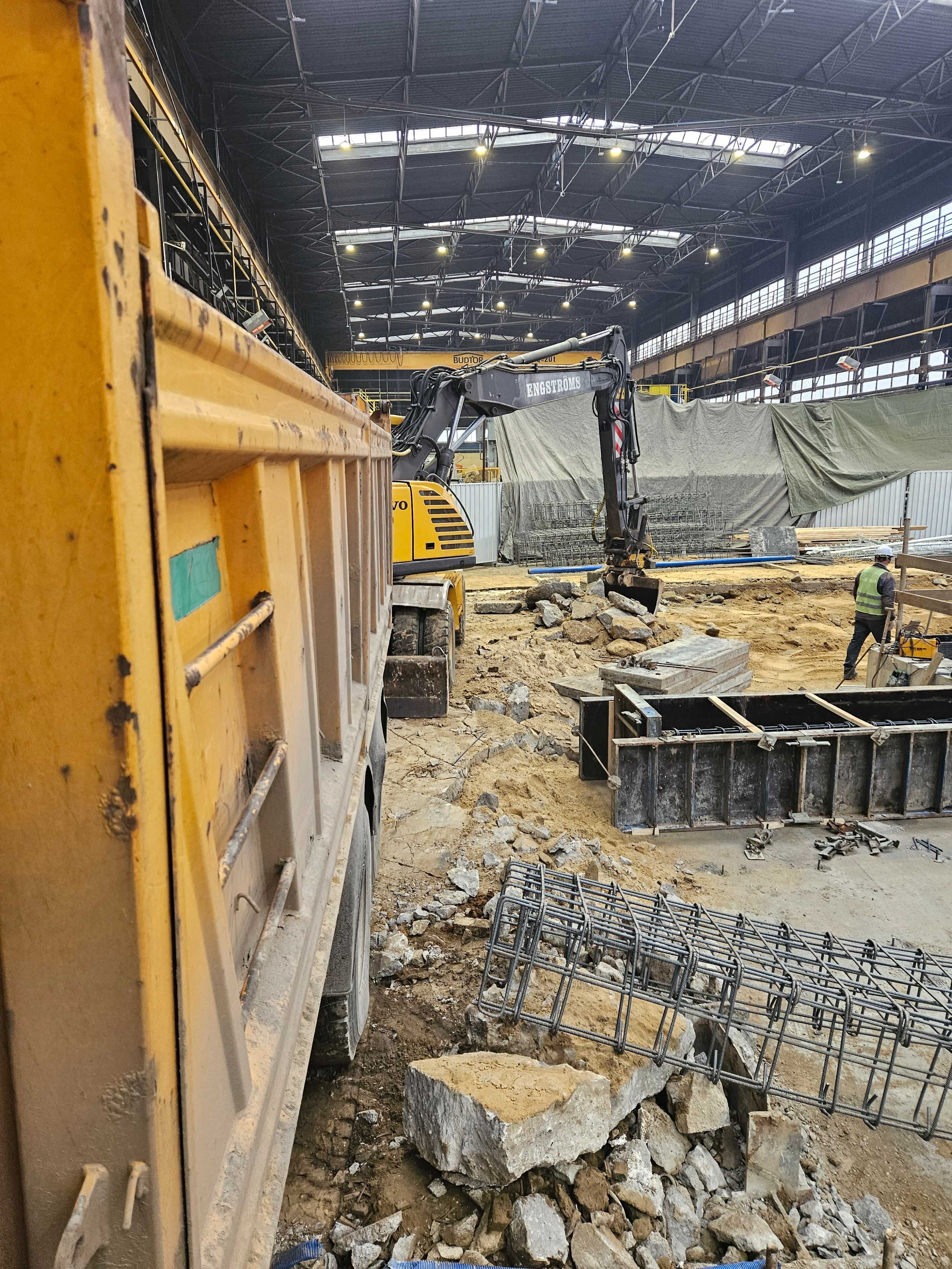 Usługi koparką z młotem cat 308 wywóz betonów z wyburzenia legal bdo