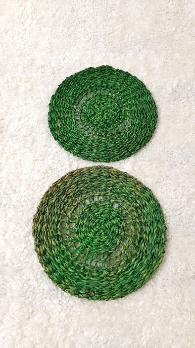 Кухонні підставки бамбук плетені круглі зелені набір 2шт В'єтнам