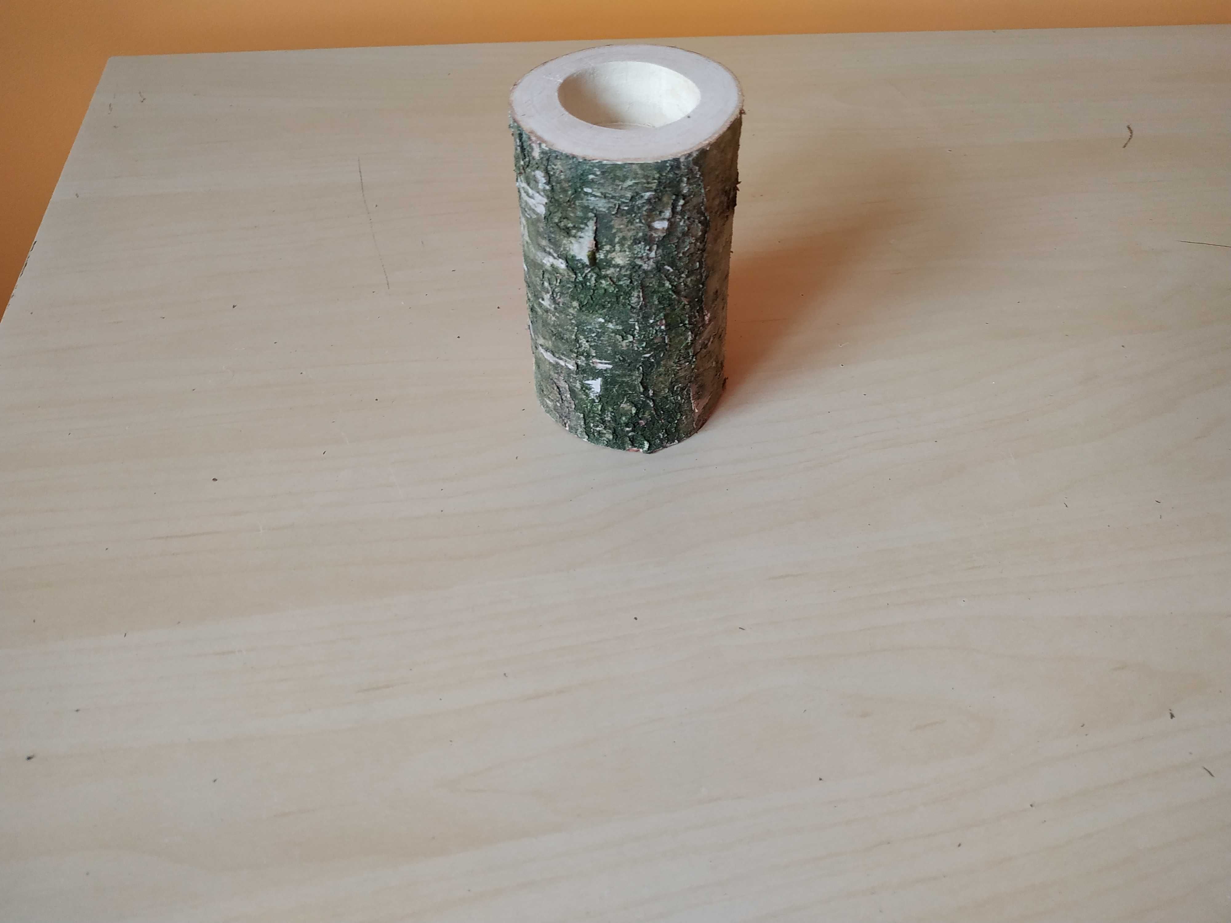 świecznik z brzozy tealight styl rustykalny wesle