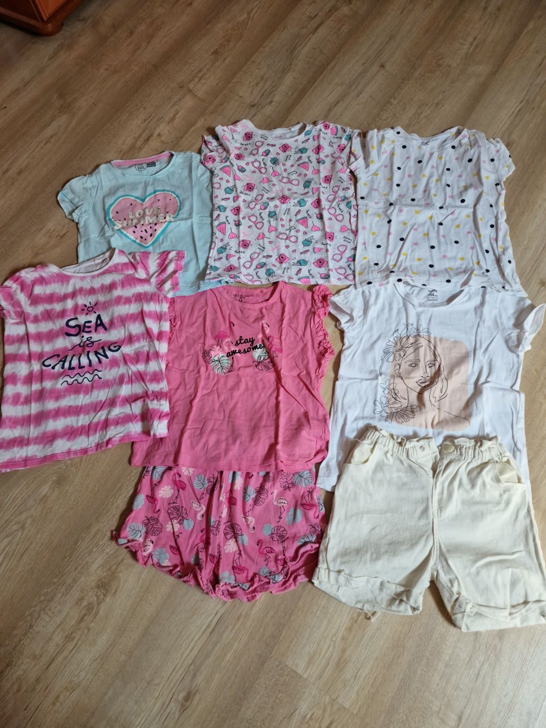 Paka dla dziewczynki  lato -Bluzki T-shirty krótki rękaw i spodenki 13