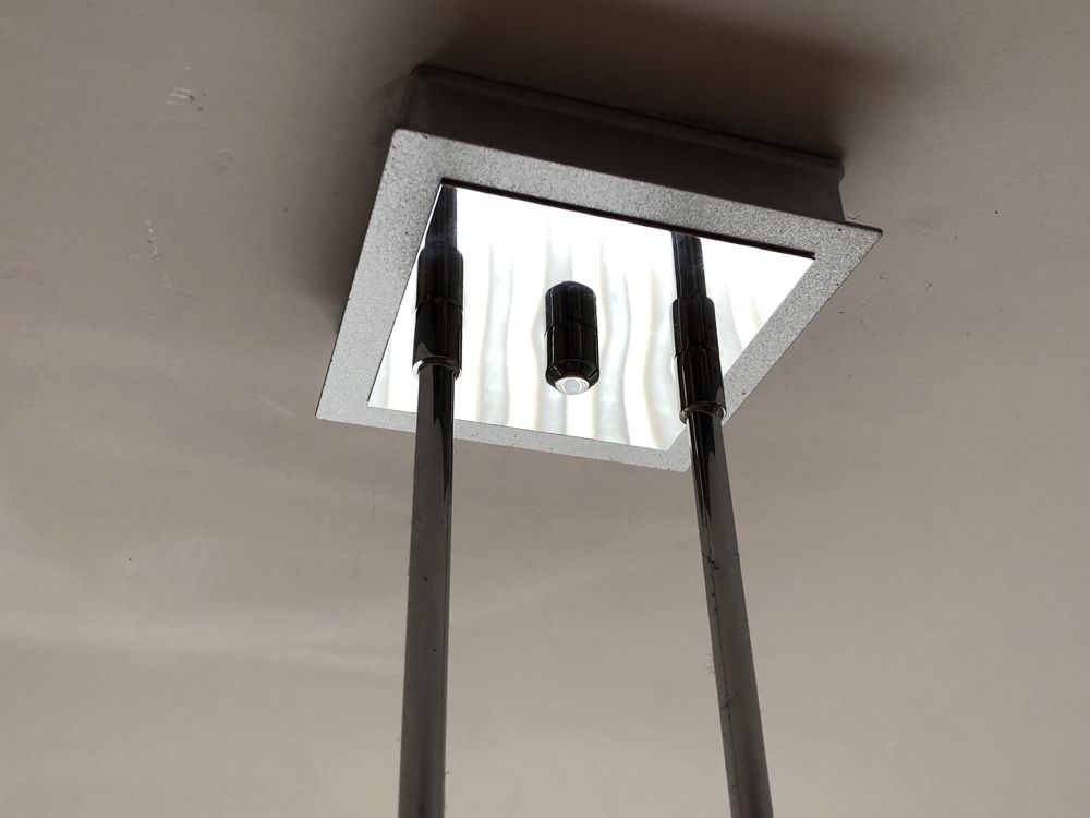 Candeeiro de tecto em inox e vidro (5 lampadas)