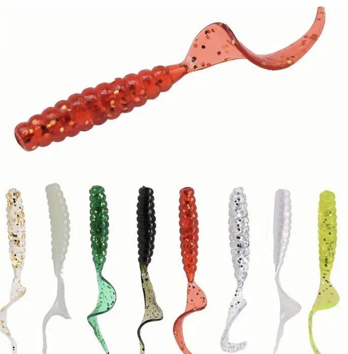 Силіконові твістери 6 см - 20 шт мікс. Приманки твистеры для рыбалки