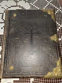 Antyk stara wielka książka Biblia Martin Luther 1862 muzeum