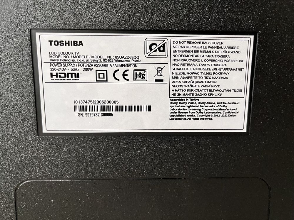 Telewior 65 cali Toshiba 65UA2D63DG
