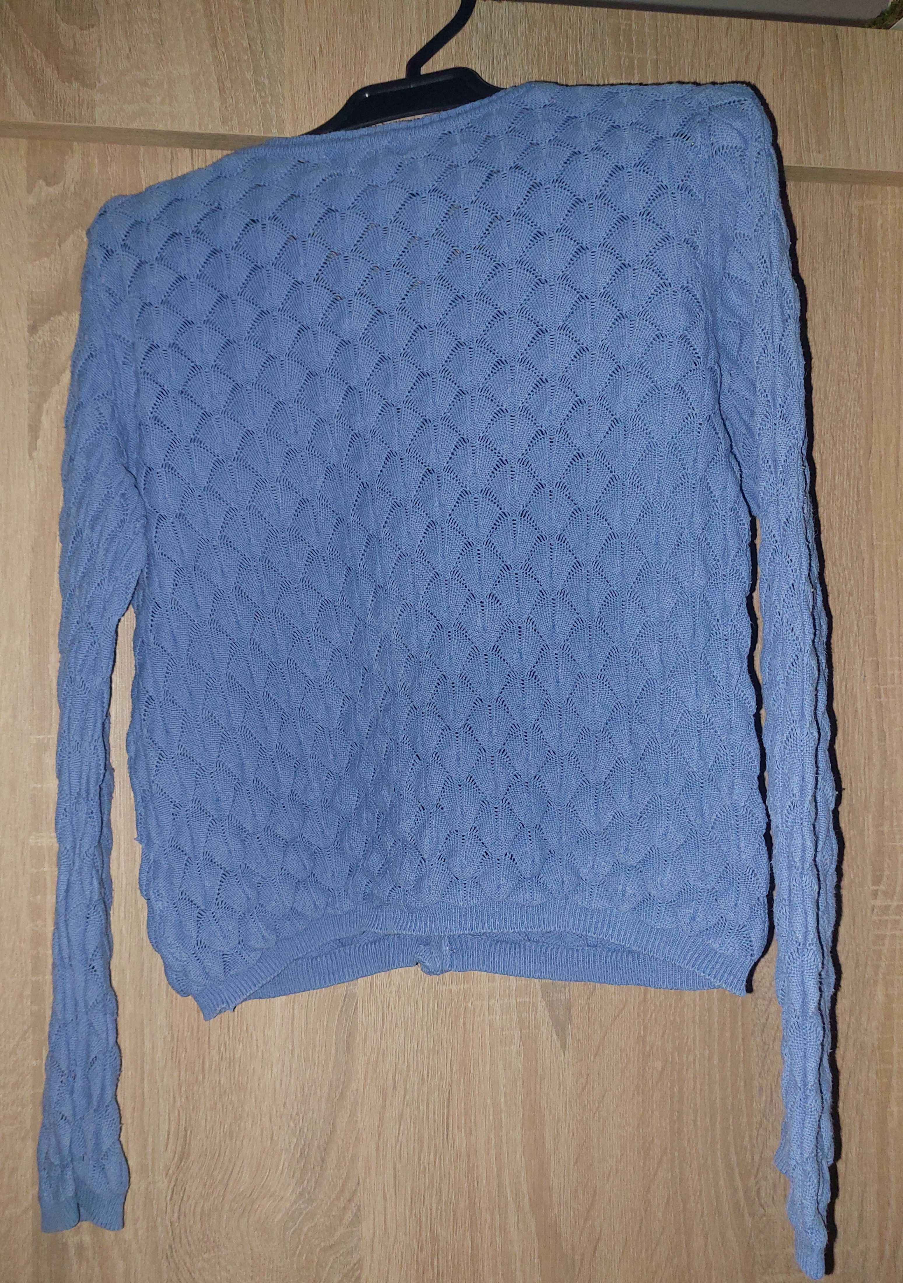 Sweterek kardigan H&M niebieski bawełniany bawełna 110 116