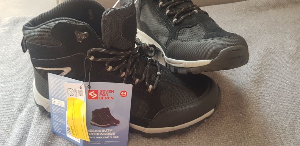 Seven for seven nowe buty męskie czarne trekingowe zimowe skóra 44