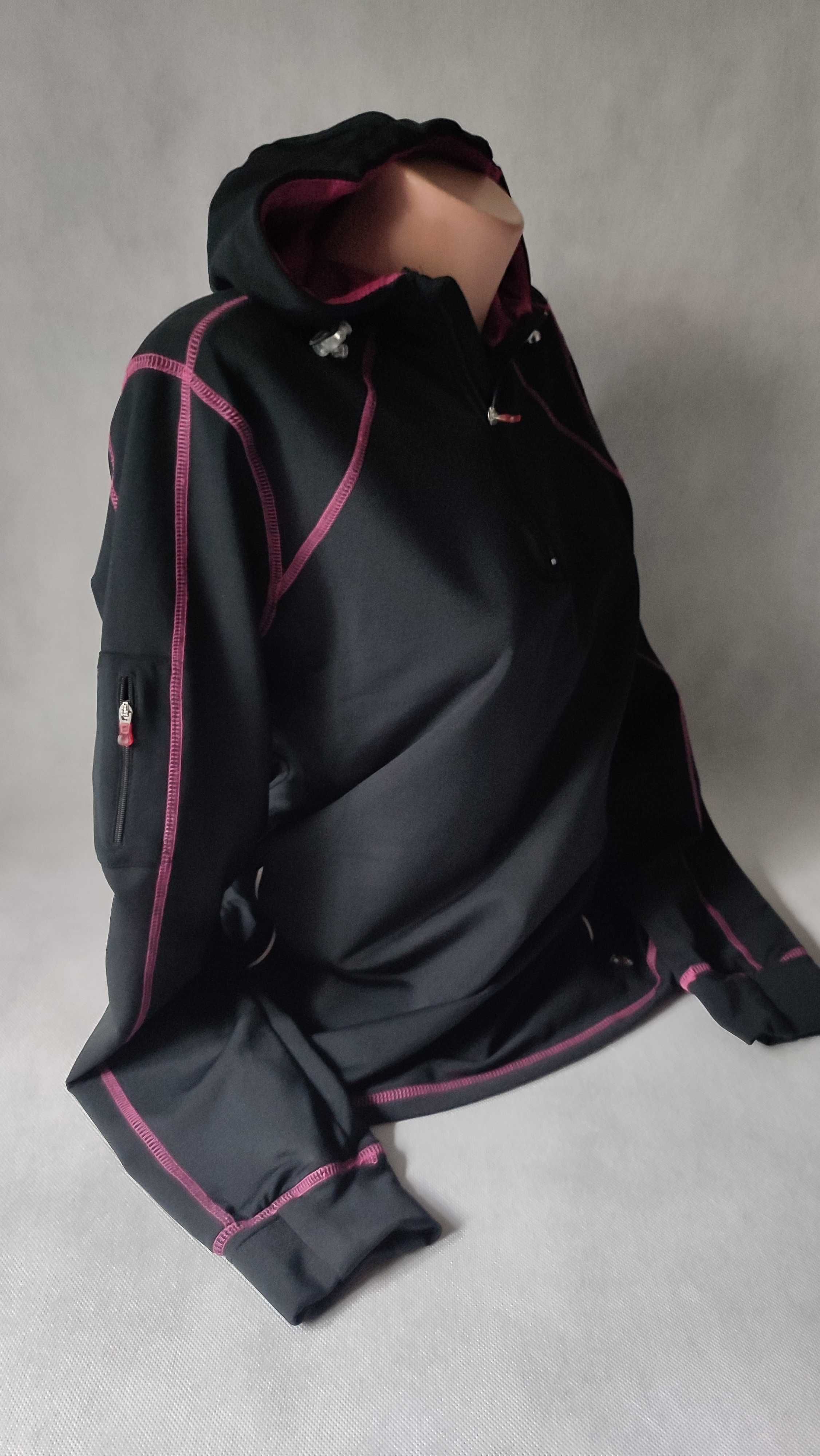Sportowa bluza z kapturem dekolt na zamek damska sport fitness 36/38
