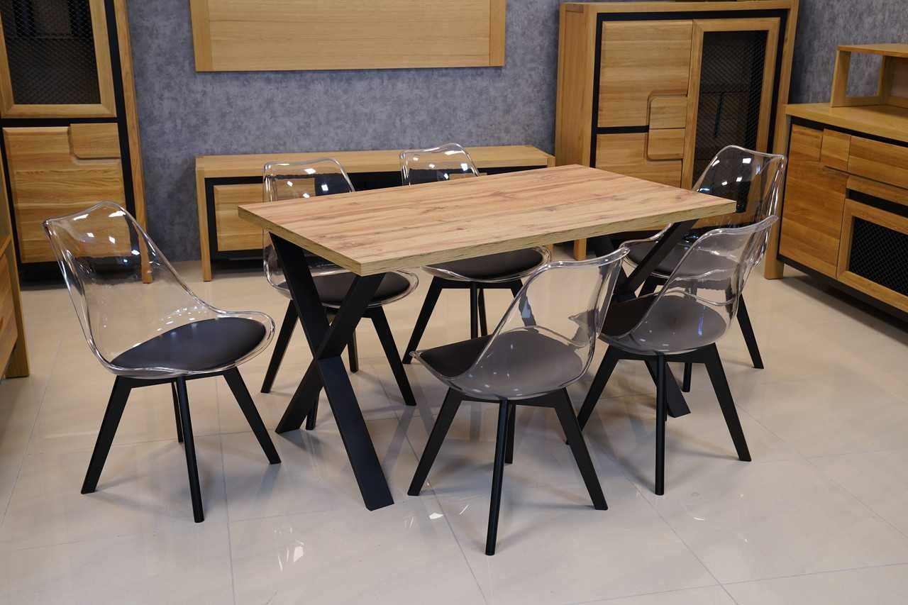 (815) Zestaw stołowy, stół + 4 krzesła, nowe dostępne od ręki 1477 zł