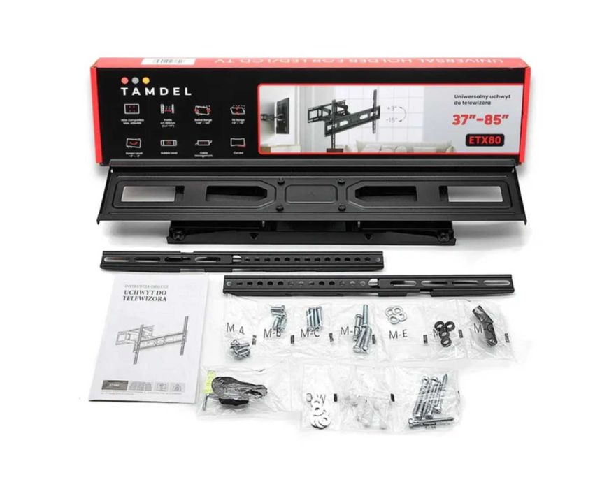 Uchwyt do telewizora 37-85 OBROTOWY super wytrzymały! + zestaw montażu