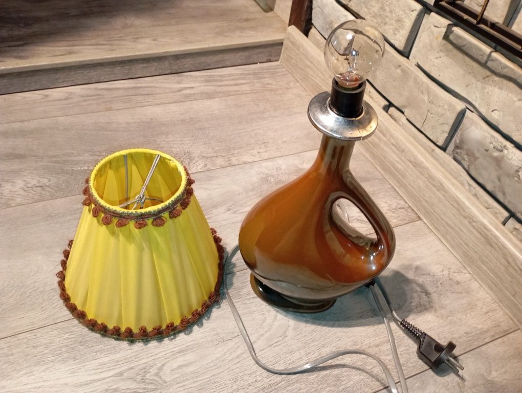 Unikat! Stara lampa stołowa ceramiczna PRL 38cm z Karafki Bochnia
