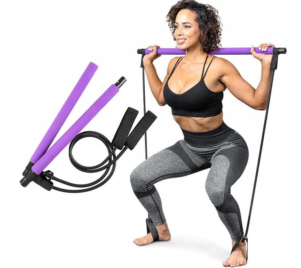 Drążek do jogi Pilates Studio 45 cm różowy do ćwiczeń gumy oporowe