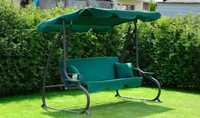 Садовая зеленая качеля-диван с подушками/Гойдалка садова розкладна