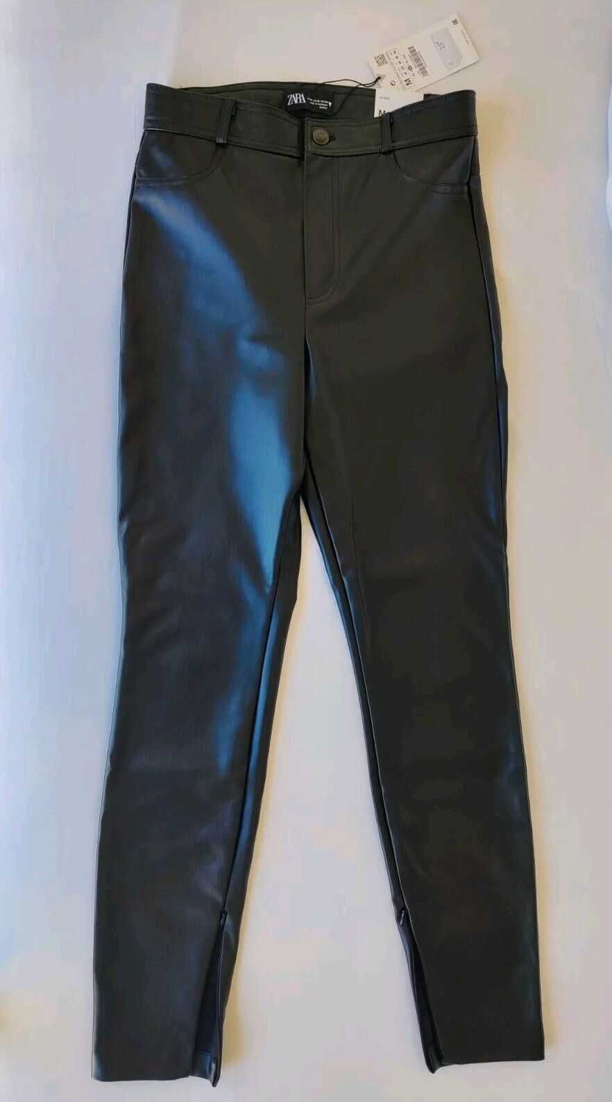 Zara Calça Justa Preta Couro Sintético Black Skinny Leather Legging M