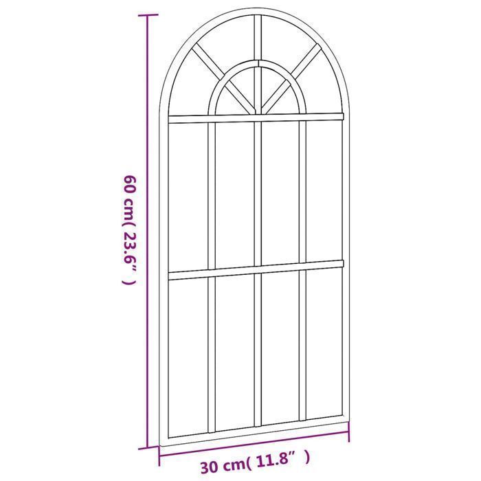 Vidaxl Lustro Ścienne, Czarne, 30X60 Cm, Zakończone Łukiem, Żelazo