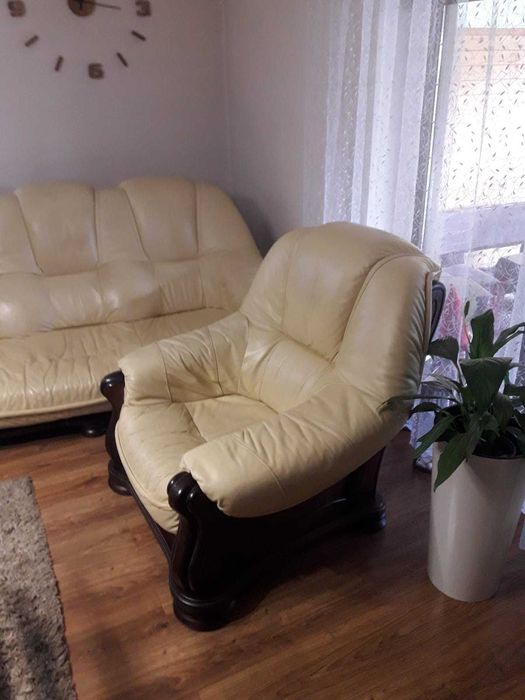 komplet wypoczynkowy skórzany