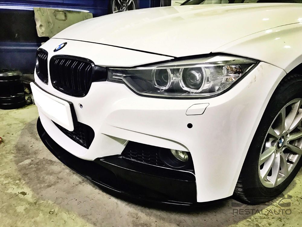 Диффузор сплитер бампера губа BMW 3 F30 Черный глянец бмв