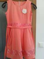 Sukienka 158 kolor morelowo różowy
