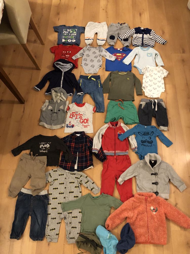 Paka 30 szt ubranek chłopiec, niemowlę 74 6-9 mcy, wiosna H&M 5-10-15