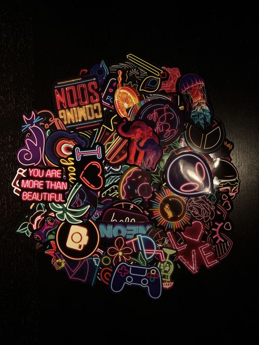 100 Autocolantes Stickers Neon