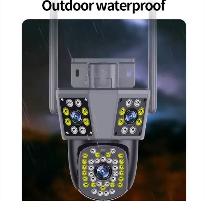 Качественная камера  12MP WIFI IP 3 объектива уличная поворотная PTZ