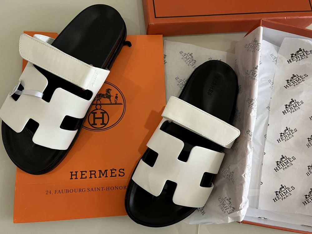 Шлепки Hermes шльопанці эрме жіночі коричневі