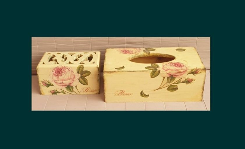 Decoupage szkatułka i chustecznik
