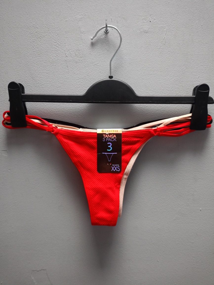 Komplet stringów roz XXS nowe 3 pack Censored