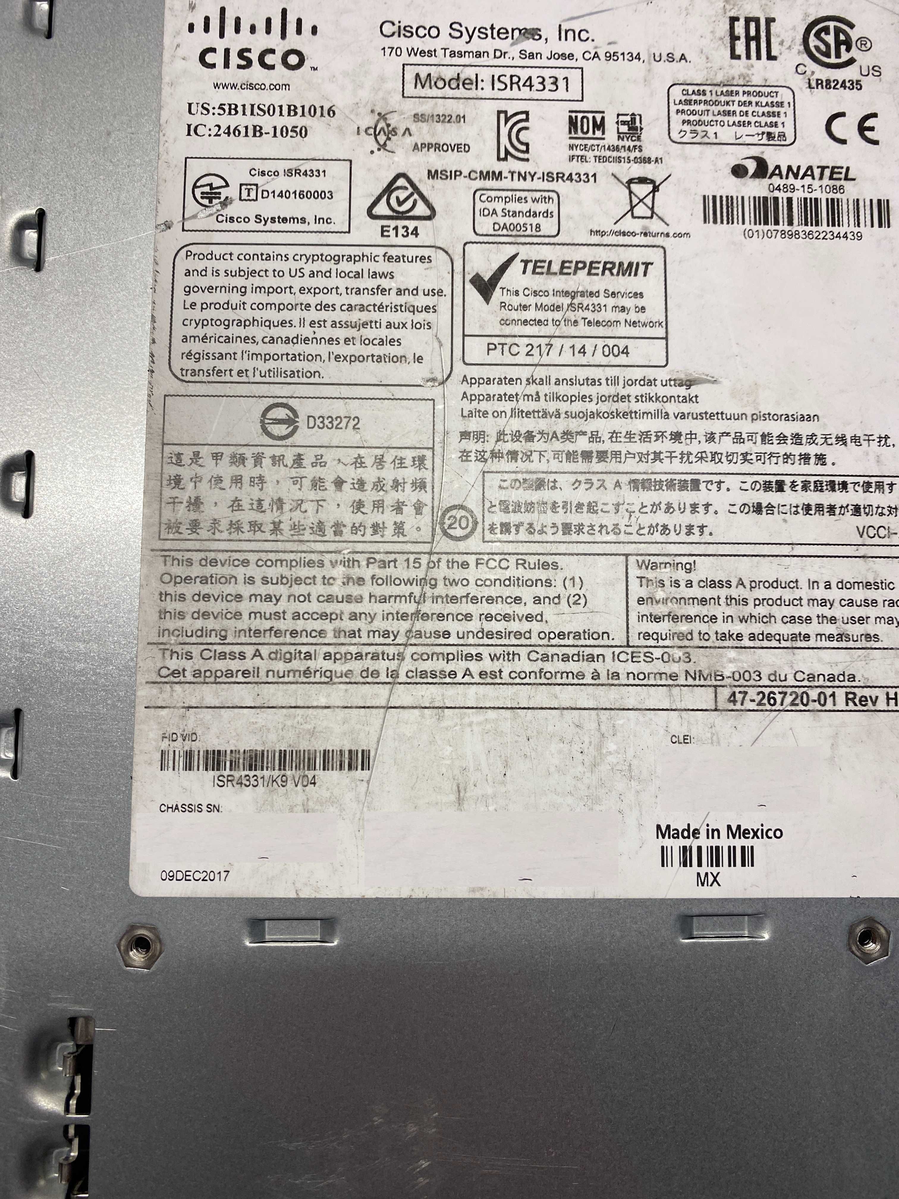 Маршрутизатор (Роутер) Cisco ISR 4331 /K9