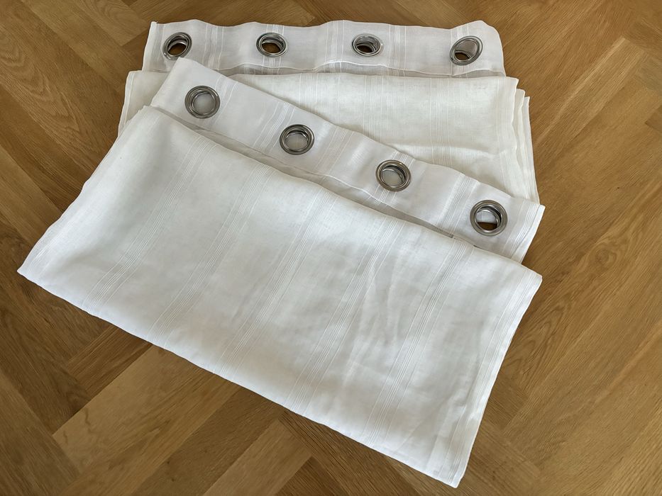 Białe firanki z przelotkami 141 × 240 cm – 2 sztuki