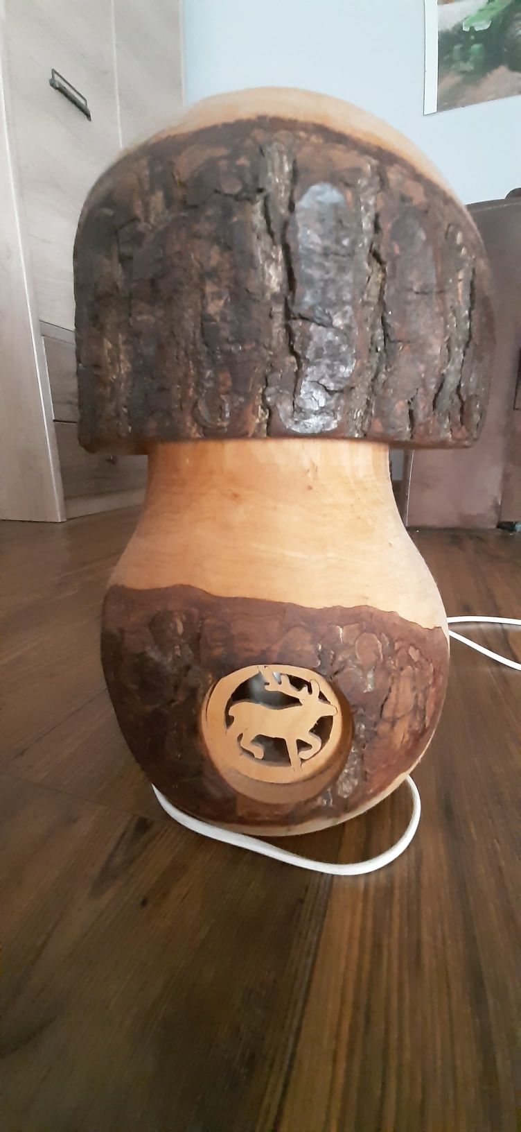 Lampka nocna Drewno grzyb sarna, zając
