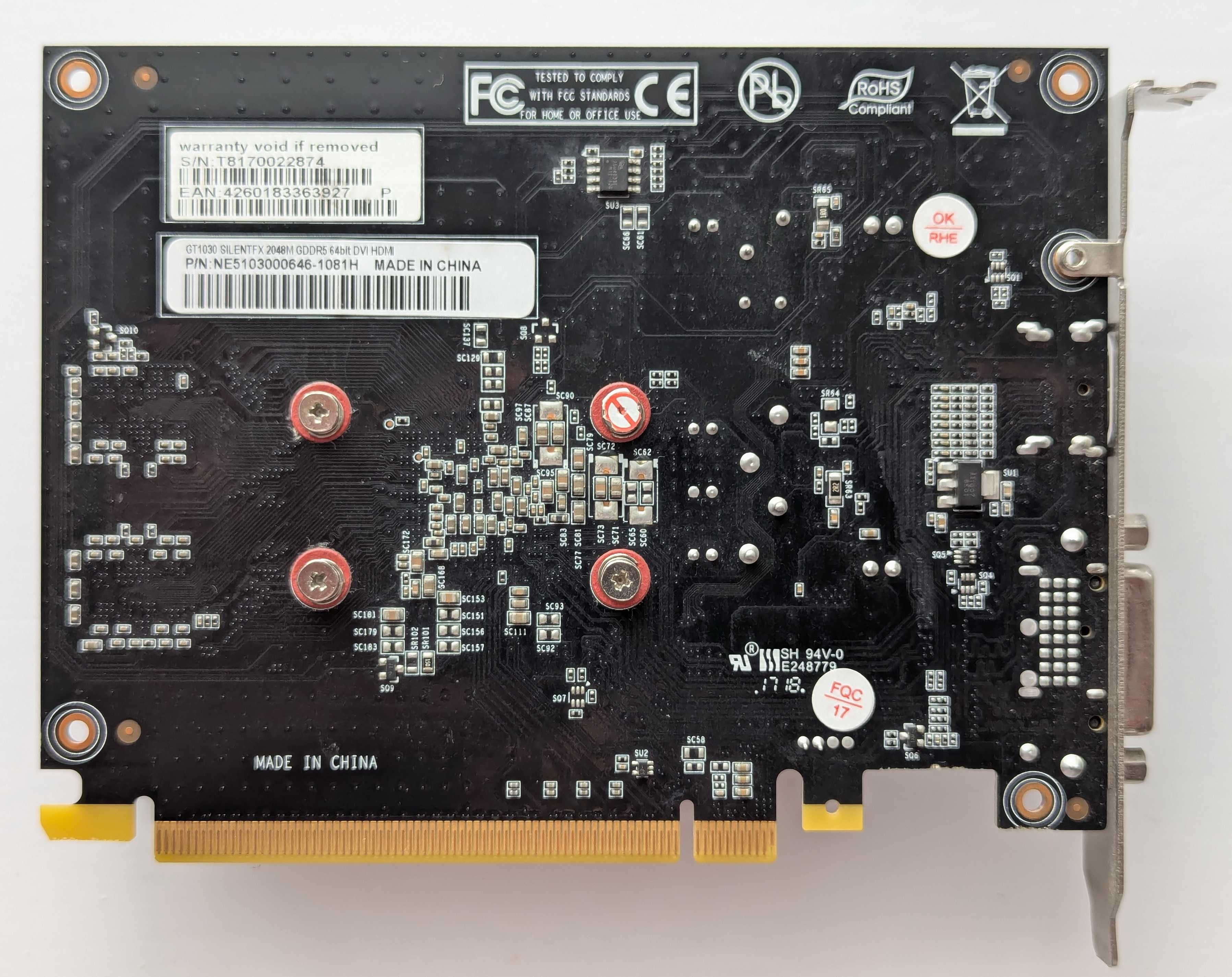 Відеокарта Gainward GeForce GT 1030 SilentFX / 2Gb / GDDR5 / ITX
