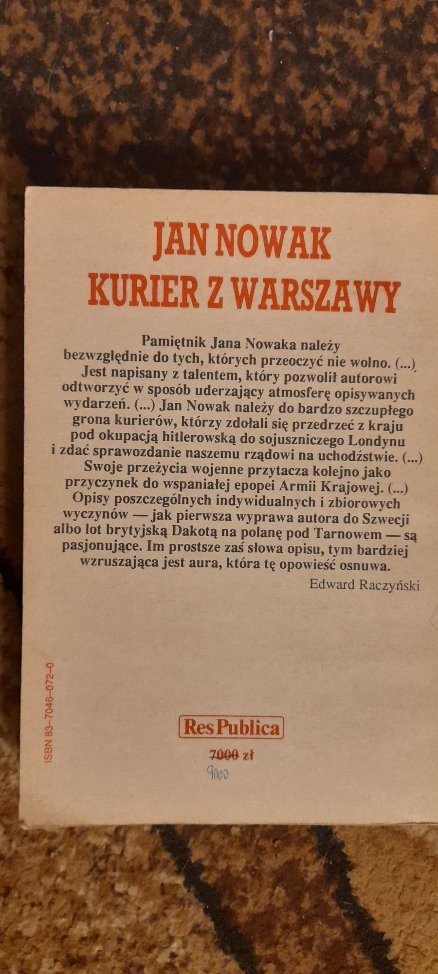 Kurier z Warszawy - Jan Nowak Wyd I 1989