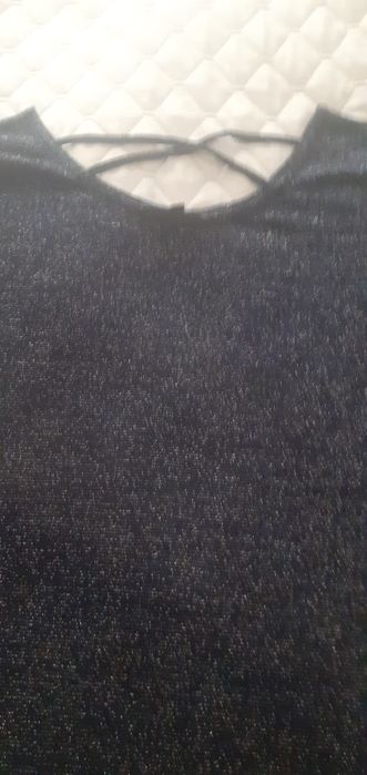 Granatowa sukienka z metaliczną nitką  roz.44