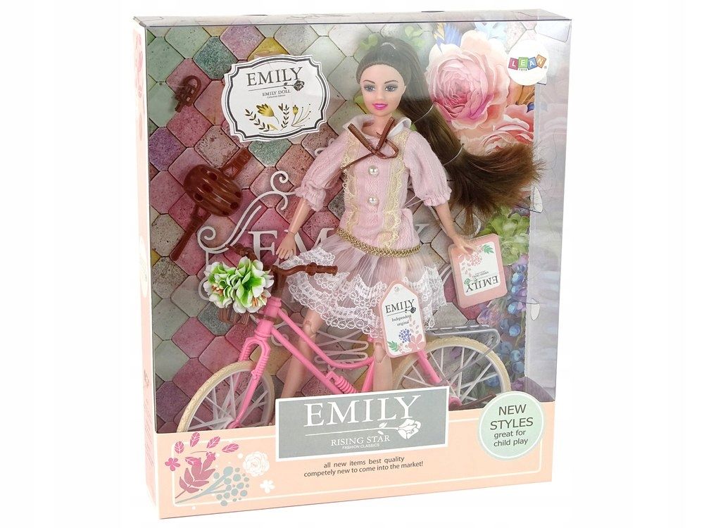 Lalka Dla Dzieci Emily Różowy Rower Kask Kwiat Imp