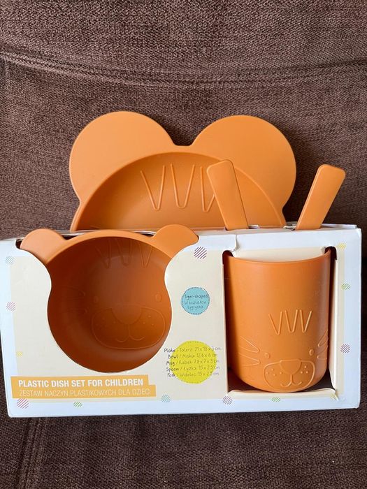 Zestaw plastikowych naczyń dla dzieci smukee tygrysek