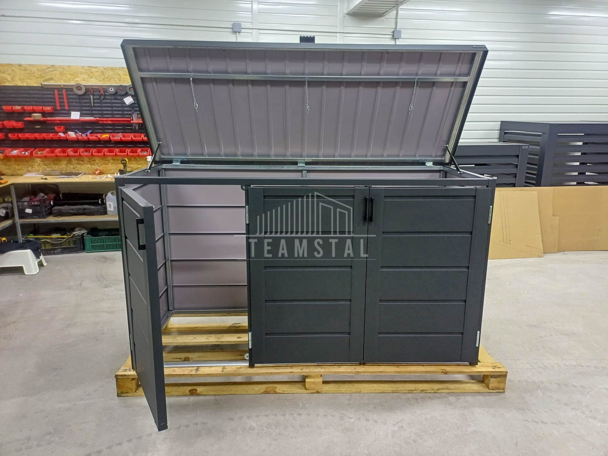 Zabudowa koszy na śmieci wiata obudowa 207x80x120 cm 3x240L TS1015