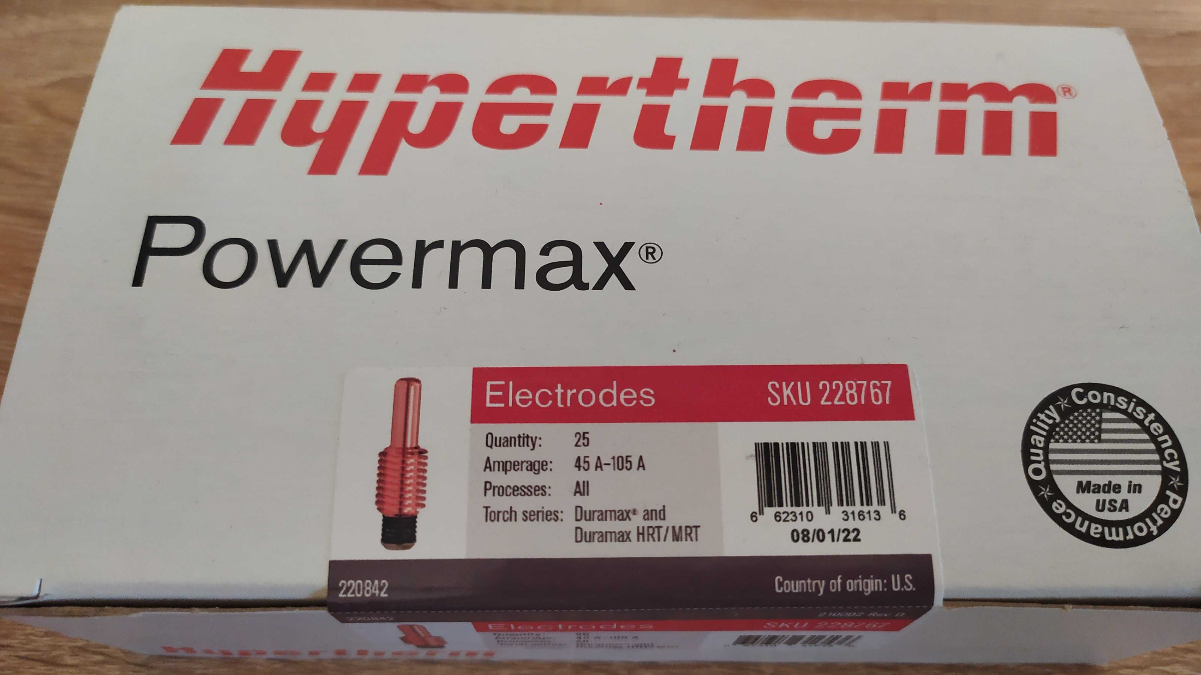 Електрод 45-105А 220842 электрод оригінал Powermax Hypertherm