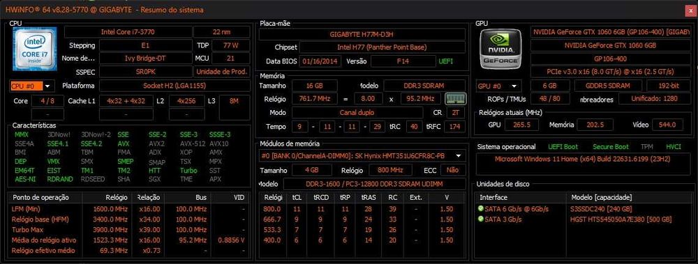 PC Gamer i7 3770 3.9Ghz | 16Gb DDR3 |GTX 1060 6GB |SSD+HDD|Win 11|ARGB