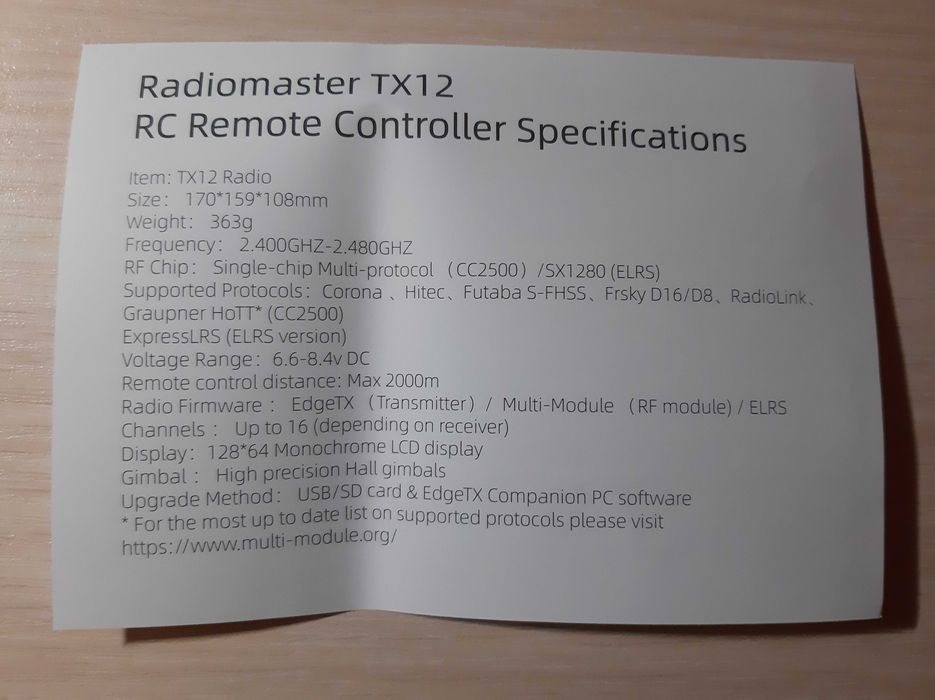 продам пульт RadioMaster TX12