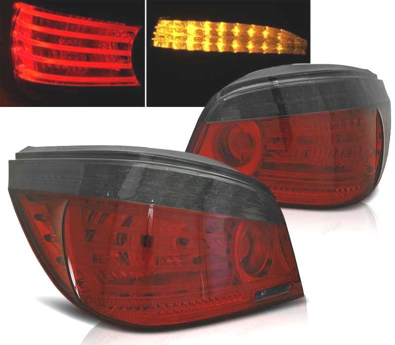 FAROLINS TRASEIROS BMW E60 SEDAN 03-07 LED VERMELHO FUMADO
