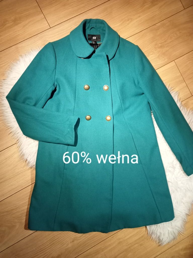 Płaszcz wełniany 60% wełna H&M rozmiar L