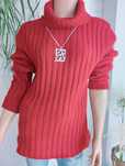 Damski ciepły długi sweter golf burgundowy 42/44 - XL/XXL