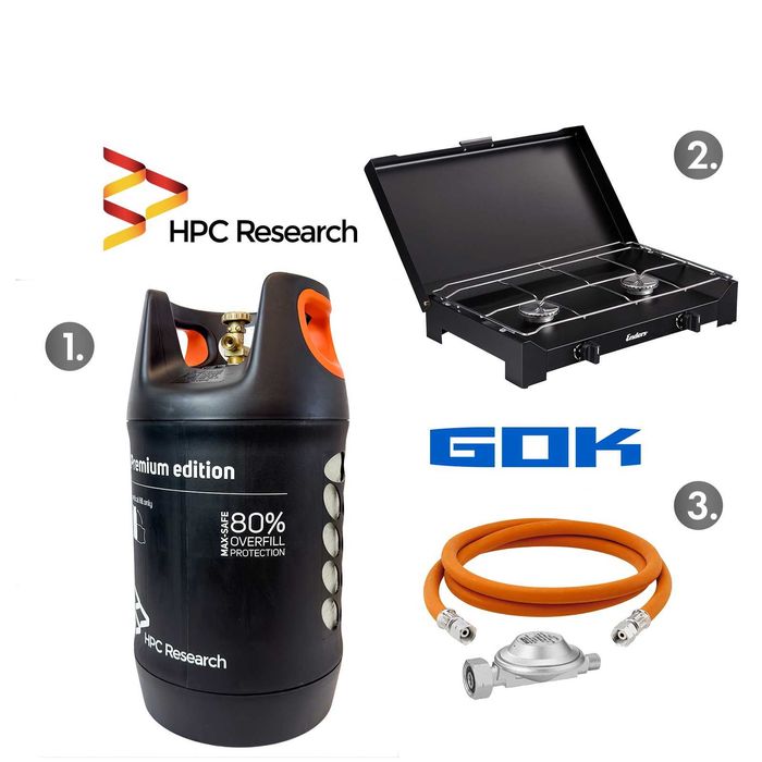 Газові комплекти: Композитний балон + плита + комплект підключення