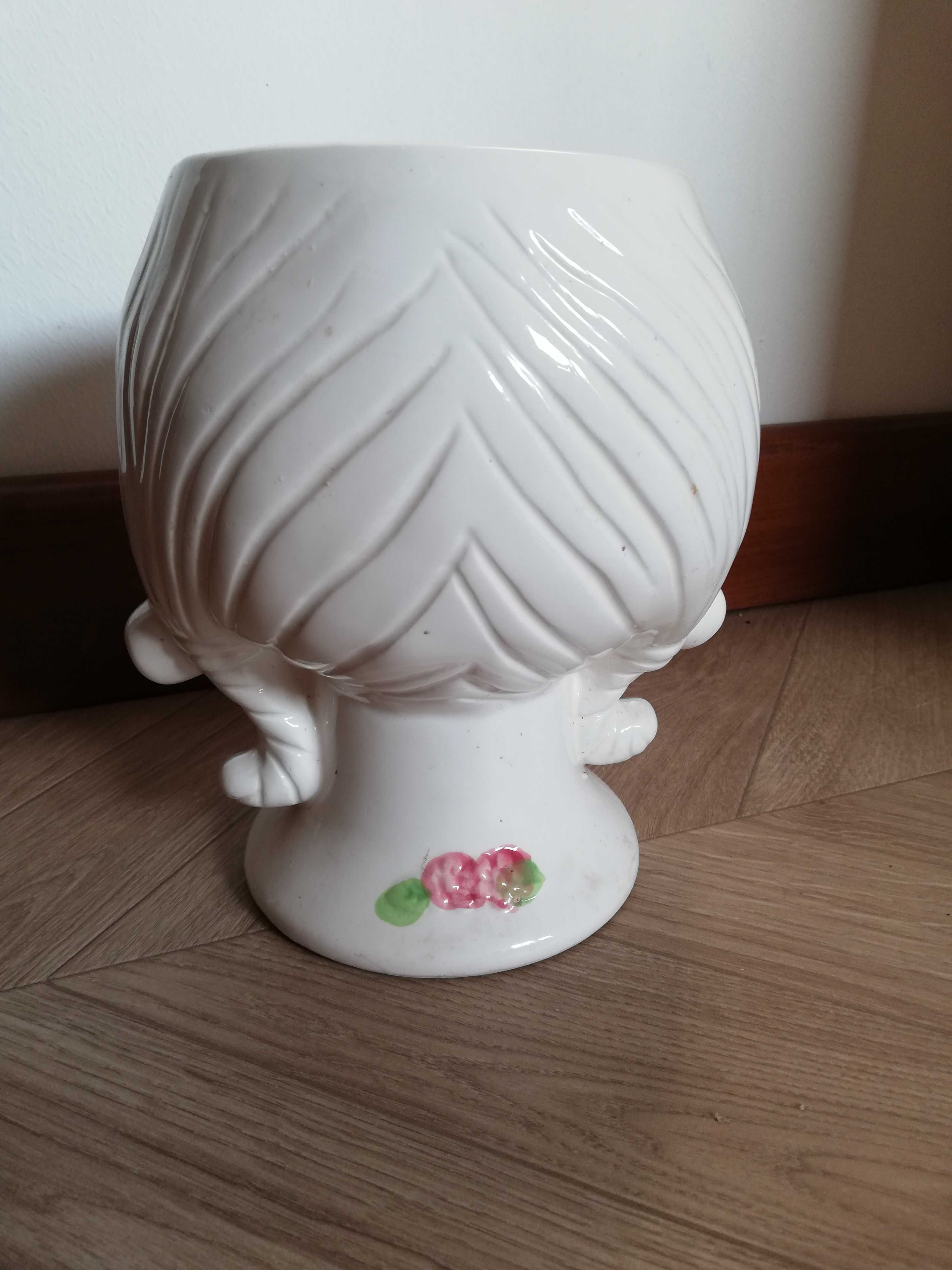 Doniczka ceramiczna głowa dziewczynka duża