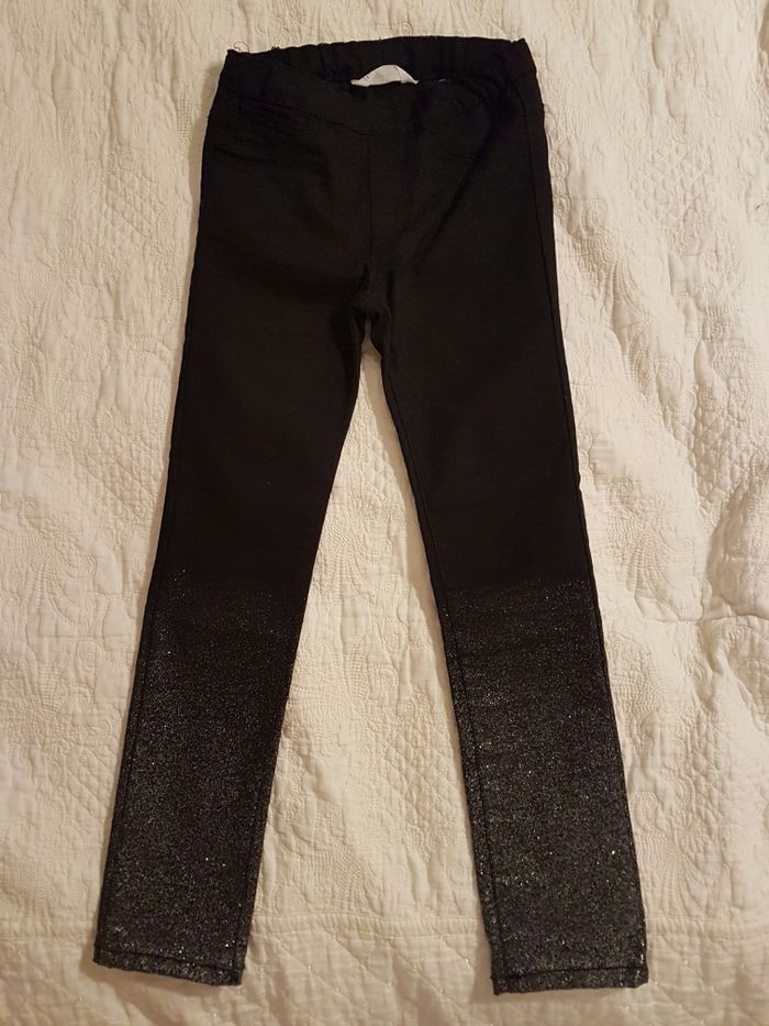 Spodnie H&M 6 lat czarne z brokatowym nogawkami