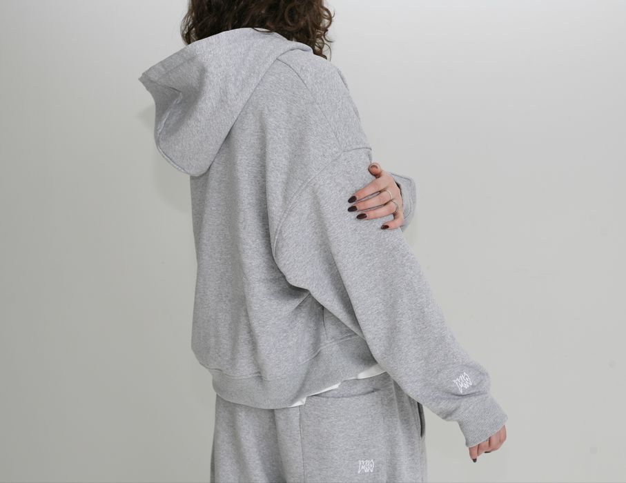 Сірий зіп худі M40 Oversized BOXY FIT зип худи зипка оверсайз меланж