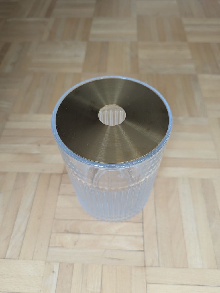 Ikea Gradvis szklany wazon z metalowym wkładem złoty kolor 21cm