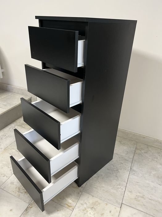 Komoda wysoka czarna z 5 szufladami IKEA